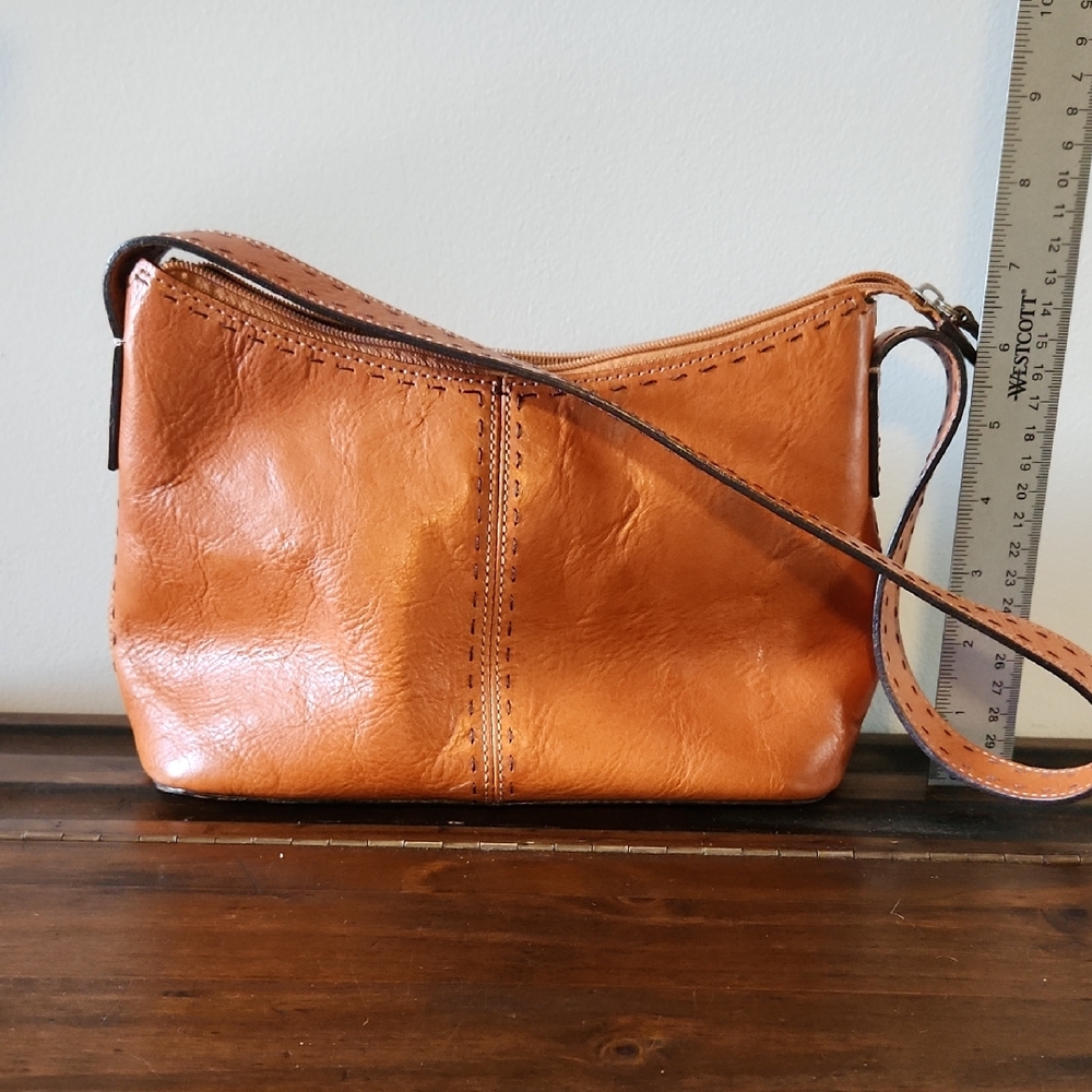 Fossil Tan Leather Crossbody Bag